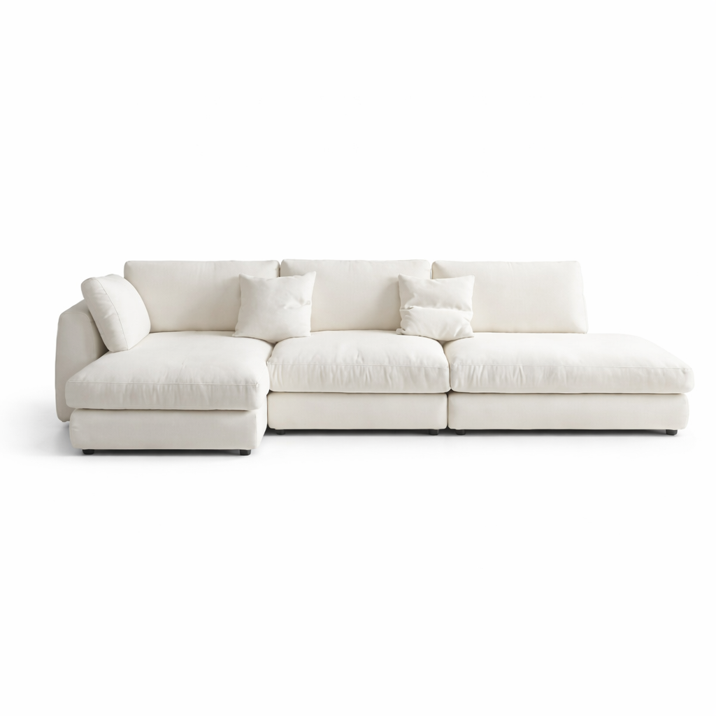 Modern Cream L-Shaped Modular Sectional Sofa
