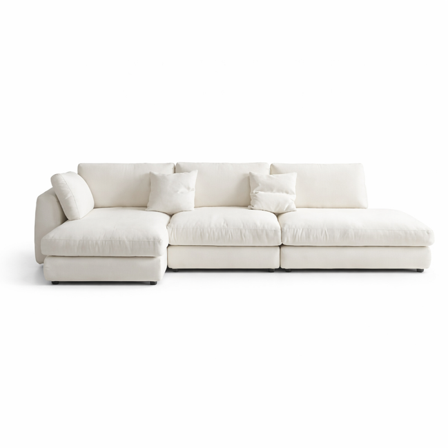 Modern Cream L-Shaped Modular Sectional Sofa