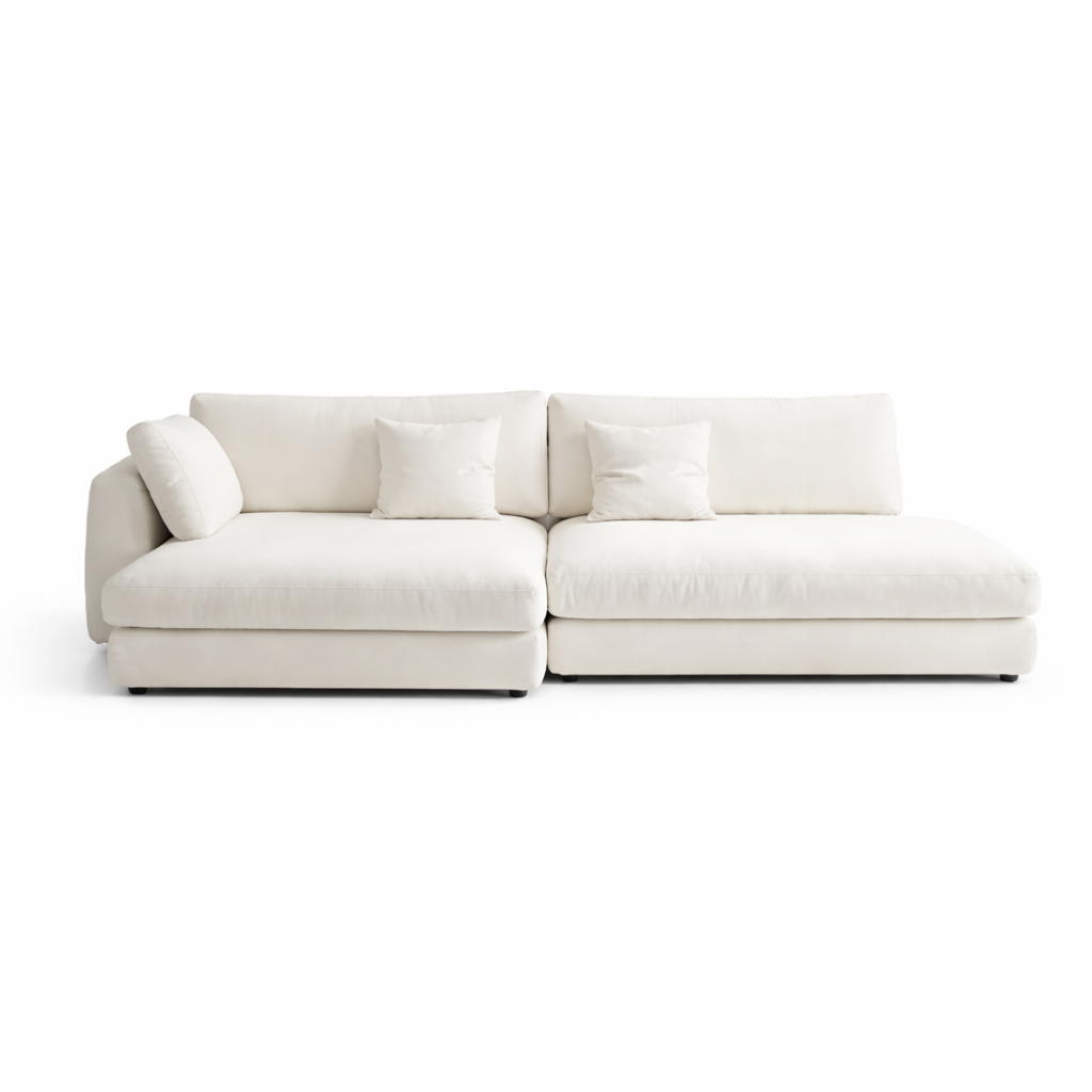 Modern Cream L-Shaped Modular Sectional Sofa