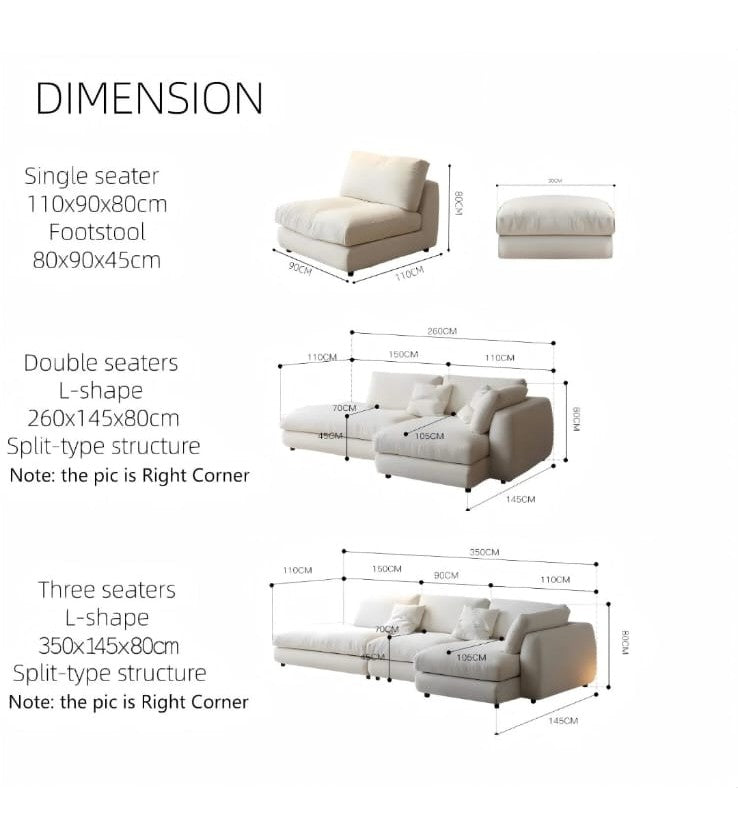 Modern Cream L-Shaped Modular Sectional Sofa